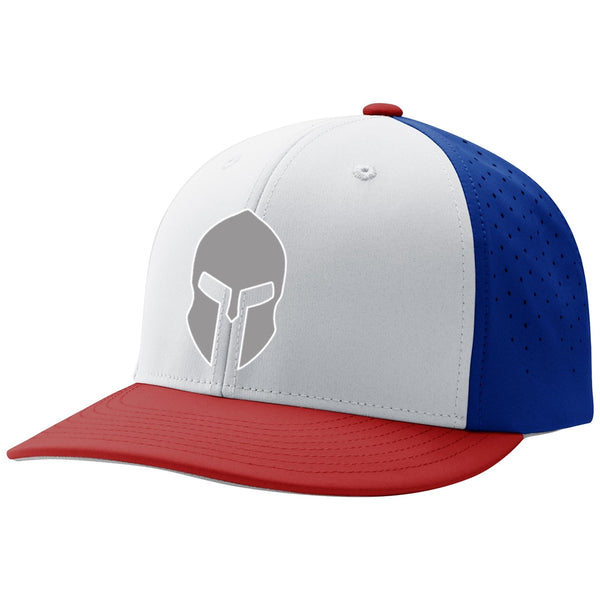 Palmetto Spartans Flex Fit Cap- White/Royal Blue/Scarlet