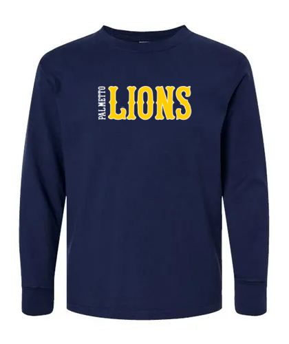 Palmetto Lions Youth Comfort Wash Long Sleeve T-Shirt- Navy