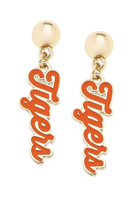 Clemson Tigers Enamel Script Earrings
