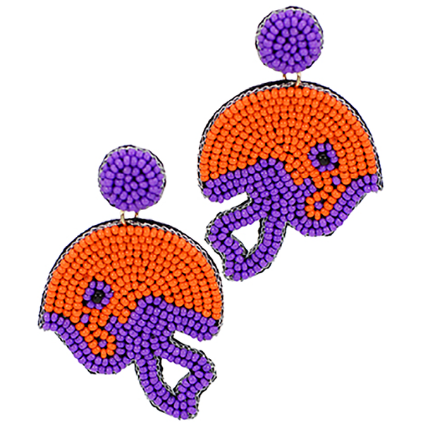 Clemson Tigers Beaded Football Helmet Earrings