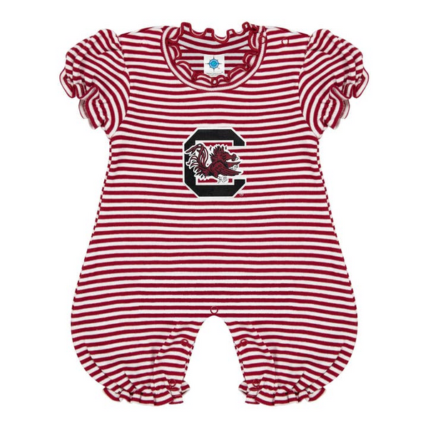 South Carolina Gamecocks Infant Striped Puff Sleeve Romper