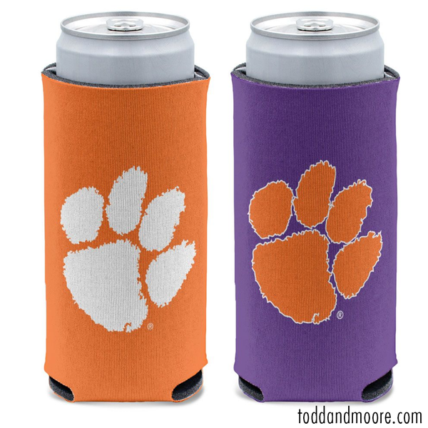 Clemson Tiger Logo Slim Can Cooler