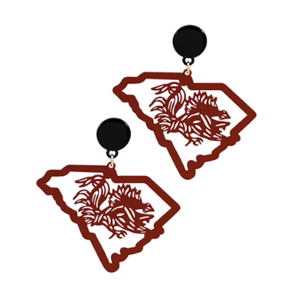 Gamecocks Filigree State Map Earrings