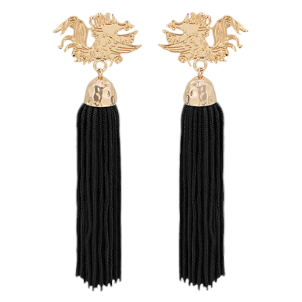 Gamecocks Gold & Tassel Earrings Black