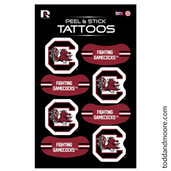 USC Gamecocks Waterless Peel & Stick Eye Black & Block C Tattoos
