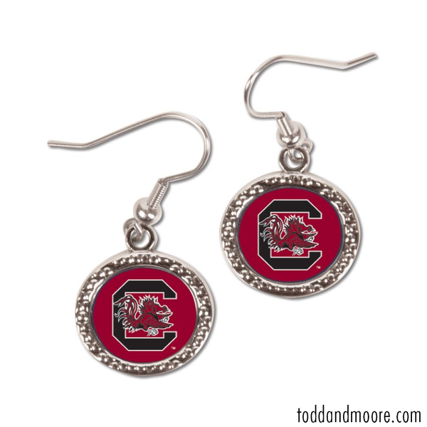 Gamecock Round Block C Logo Earrings