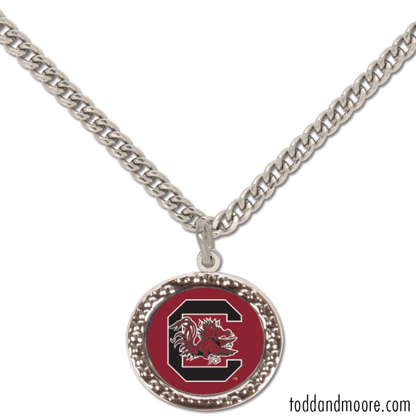 Gamecock Round Block C Logo Necklace