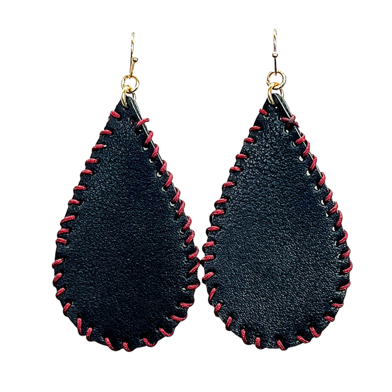 Genuine Leather Embossed Large Teardrop Earrings in Denim Blue – Sweet  Sassafras Boutique