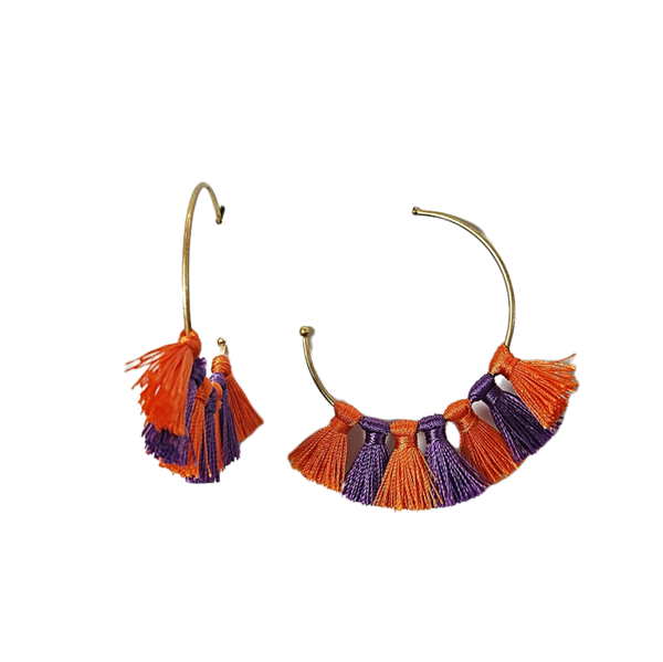 Clemson Tigers Tassel Hoops - Orange/Purple