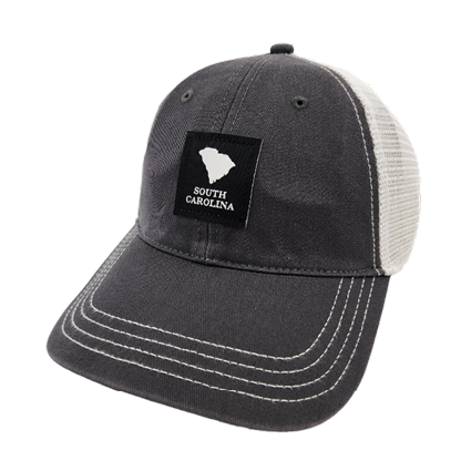 Richardson State Patch Garment Washed Trucker Cap Charcoal/White
