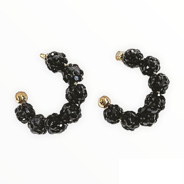 Gameday Small Pave Ball Hoops Black